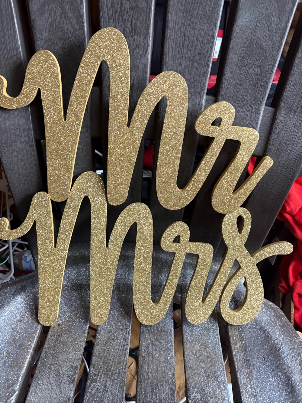 Hobby Lobby Gold Glitter "Mr & Mrs" Wall Sign